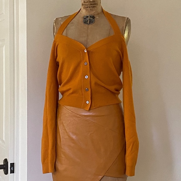 Zeynep Arcay Cashmere Cold Shoulder Halter-Neck Cardigan New With Tags - Picture 7 of 14